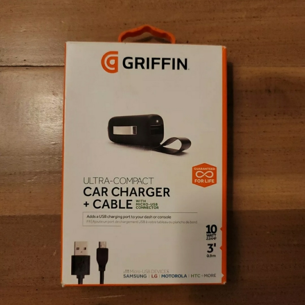 NEW Griffin PowerJolt Mobile 10W Ultra-Compact Car Charger + Micro-USB Cable